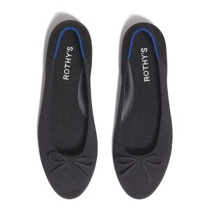 Rothys The Bow Flat Black Solid Knit Ballet Shoes Womens 9